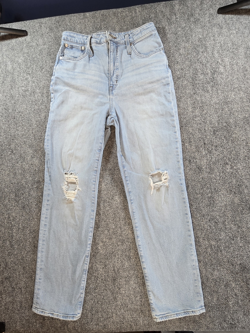 Madewell Curvy Perfect Vintage Straight Jeans Womens 30 Distressed Light Wash